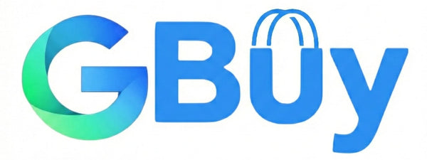 GBuy logo with gradient colors on a white background